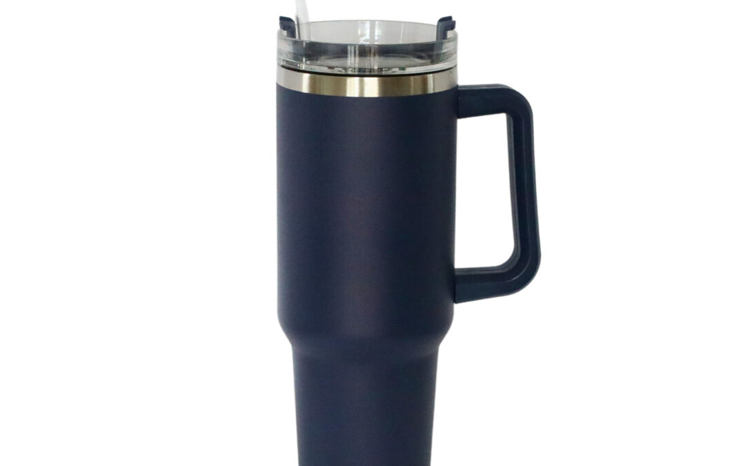 40 Oz Stainless Steel Tumbler with Handle & Straw