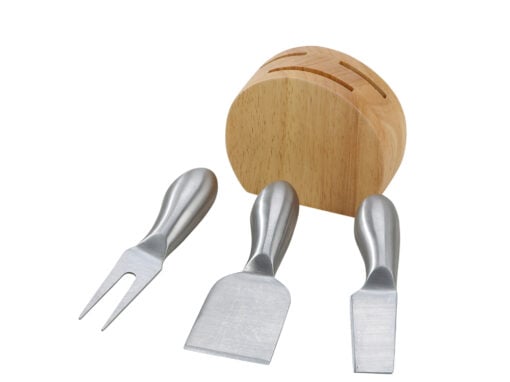 Block with 3 Stainless Steel Cheese Utensils