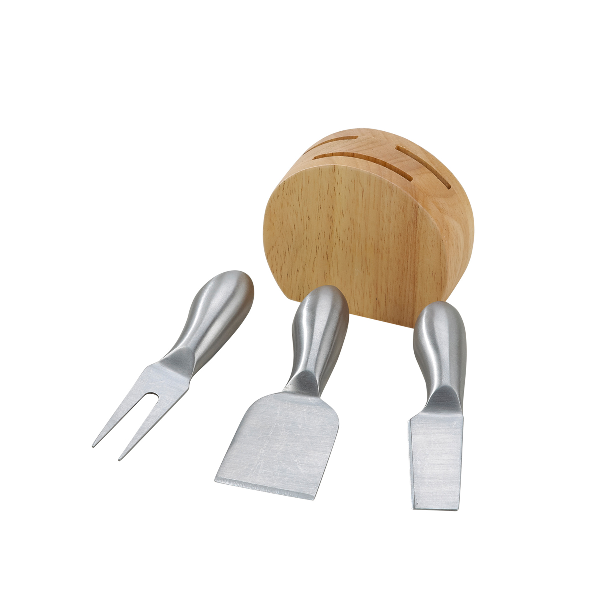 Block with 3 Stainless Steel Cheese Utensils