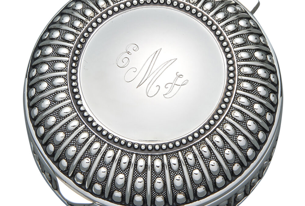 Silverplated Round Antique-Style Box with Beaded Detail