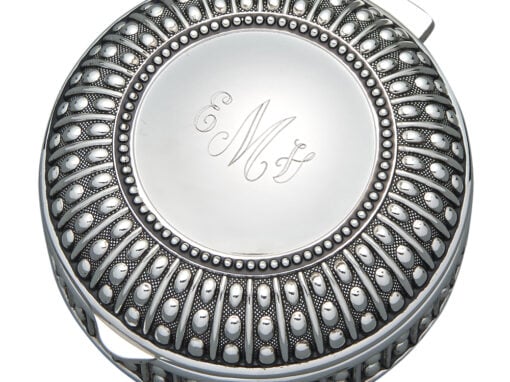 Silverplated Round Antique-Style Box with Beaded Detail