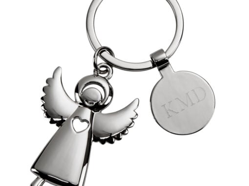Standing Angel Keychain with Engraving Tag